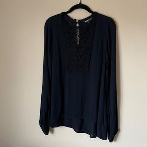 Express Long Sleeve Shirt with Lace Panel